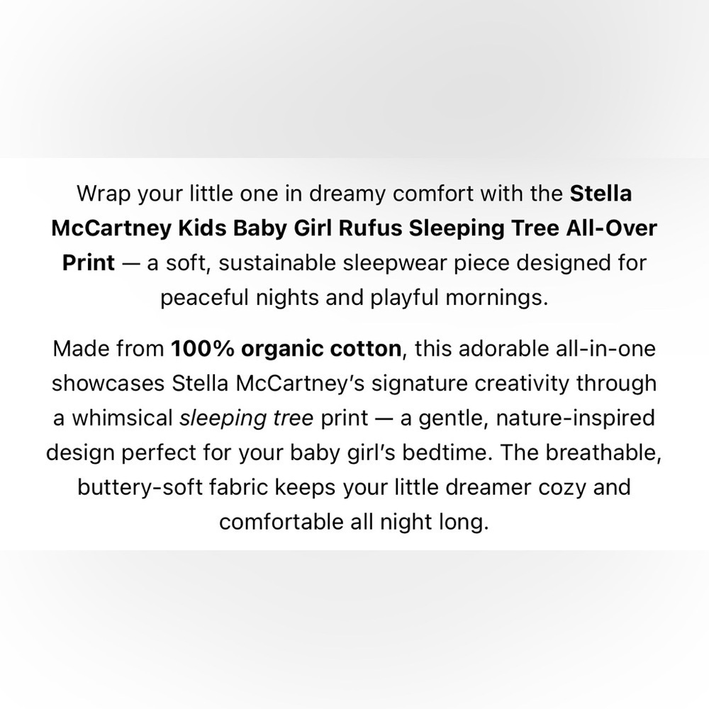 Stella McCartney Kids Blue One Piece Footie sleeping Tree Print - Picture 4 of 5